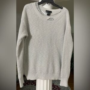 Lane Bryant women’s size 18-20 Matalic Embellished gray/ silver dressy sweater.